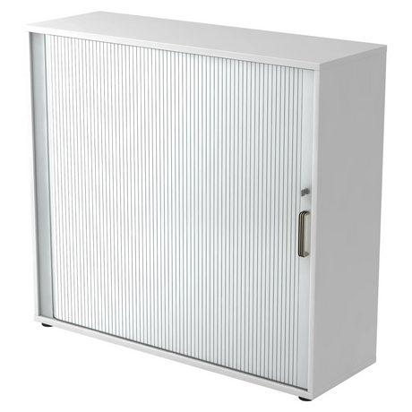 Armoire à rideau blanche BETA R 1733S avec poignée rayée en plastique de hjh OFFICE PRO