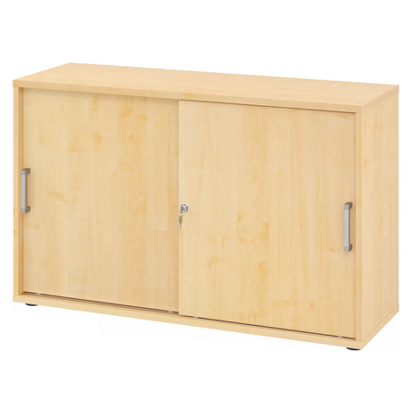 Armoire à portes coulissantes BETA S 1752S aspect érable avec deux poignées chromées de hjh OFFICE PRO