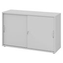 Armoire grise à portes coulissantes BETA S 1752S avec deux poignées métalliques arquées et serrure de hjh OFFICE PRO