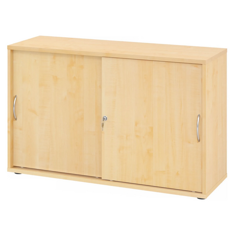 Armoire à portes coulissantes BETA S 1752S effet érable avec deux poignées métalliques incurvées de hjh OFFICE PRO