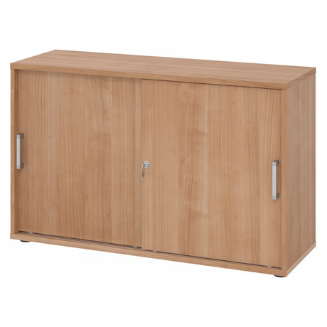Armoire à portes coulissantes BETA S 1752S effet noyer avec poignées chromées et serrure de hjh OFFICE PRO