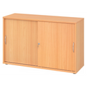 Armoire à portes coulissantes BETA S 1752S aspect hêtre avec deux poignées incurvées en métal de hjh OFFICE PRO