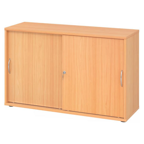 Armoire à portes coulissantes BETA S 1752S aspect hêtre avec deux poignées incurvées en métal de hjh OFFICE PRO