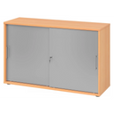 Armoire à portes coulissantes BETA S 1752S en hêtre et argent avec deux poignées métalliques de hjh OFFICE PRO