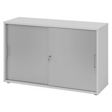 Armoire métallique grise à portes coulissantes BETA S 1752S avec poignées argentées et serrure de hjh OFFICE PRO