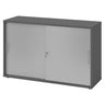 Armoire à portes coulissantes BETA S 1752S en graphite et argent avec poignées en métal de hjh OFFICE PRO
