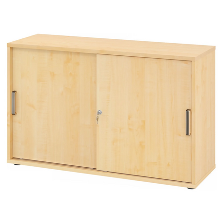 Armoire à portes coulissantes BETA S 1752S effet érable avec deux poignées rainurées et serrure de hjh OFFICE PRO