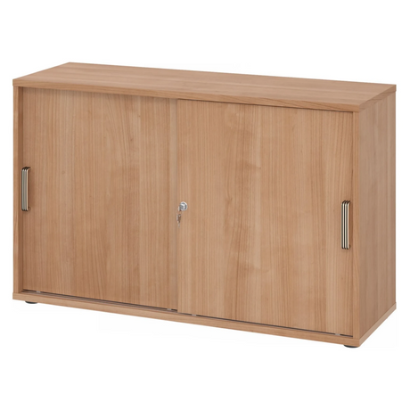 Armoire à portes coulissantes BETA S 1752S aspect noyer avec deux poignées rayées et serrure de hjh OFFICE PRO