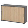 Armoire à portes coulissantes BETA S 1752S en graphite et chêne avec deux poignées en métal de hjh OFFICE PRO