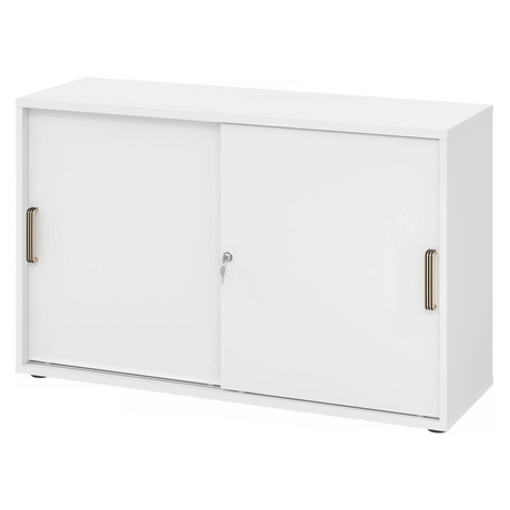 Armoire blanche à portes coulissantes BETA S 1752S avec deux poignées rayées et serrure de hjh OFFICE PRO