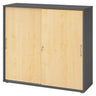 Armoire à portes coulissantes BETA S 1753S en graphite et érable avec poignées métalliques de hjh OFFICE PRO