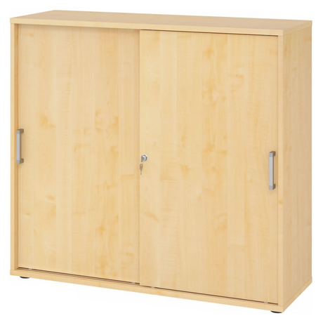 Armoire à portes coulissantes BETA S 1753S aspect érable avec poignées chromées et serrure de hjh OFFICE PRO