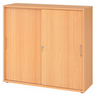 Armoire à portes coulissantes BETA S 1753S aspect hêtre avec poignées métalliques et serrure de hjh OFFICE PRO