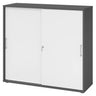 Armoire à portes coulissantes BETA S 1753S en graphite et blanc avec poignées métalliques de hjh OFFICE PRO