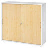 Armoire à portes coulissantes BETA S 1753S en blanc et érable avec poignées métalliques de hjh OFFICE PRO