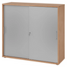 Armoire à portes coulissantes BETA S 1753S aspect noyer avec façades argentées et poignées en métal de hjh OFFICE PRO
