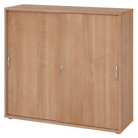 Armoire à portes coulissantes BETA S 1753S effet noyer avec deux poignées métalliques arquées de hjh OFFICE PRO