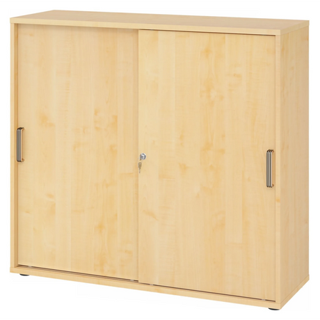 Armoire à portes coulissantes BETA S 1753S aspect érable avec poignées rayées et serrure de hjh OFFICE PRO
