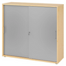 Armoire à portes coulissantes BETA S 1753S effet érable avec façades argentées et poignées métalliques de hjh OFFICE PRO