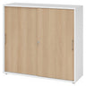 Armoire à portes coulissantes BETA S 1753S en blanc et chêne avec poignées en métal et serrure de hjh OFFICE PRO