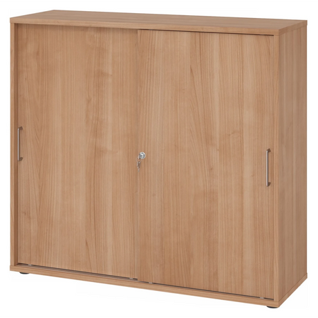 Armoire à portes coulissantes BETA S 1753S aspect noyer avec poignées métalliques et serrure de hjh OFFICE PRO