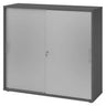 Armoire à portes coulissantes BETA S 1753S en graphite et argent avec poignées en métal de hjh OFFICE PRO
