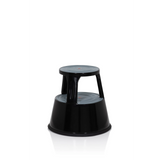 Tabouret marchepied noir TIO-M II à deux marches et surfaces antidérapantes de hjh OFFICE – vue à 360° (vue de trois quarts avant 40°)