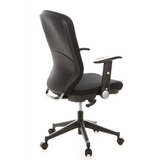 Siège de bureau de qualité professionnelle TRAFFIC 30 noir avec accoudoirs et base à cinq roulettes de hjh OFFICE – vue à 360° (vue de trois quarts arrière 120°)