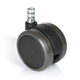 Roulettes 5x ROLO No-Noise 11mm/65mm noires pour sols durs avec tige métallique argentée de hjh OFFICE – vue à 360° (vue de face 0°)