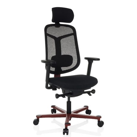 Siège de bureau haut de gamme BICOLORE HIGH en noir et rouge avec dossier en maille et appui-tête de hjh OFFICE