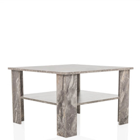Table basse BISMO grise effet marbre avec une étagère de rangement de hjh LIVING