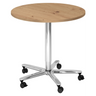 Système de tables conférence BISTRO 80R C avec plateau rond en chêne noueux, piètement chromé et roulettes de hjh OFFICE PRO