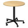 Table de conférence Système ronde BISTRO 80R D avec plateau en érable et pied en étoile noir sur roulettes de hjh OFFICE PRO