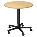 Table de conférence Système ronde BISTRO 80R D avec plateau en érable et pied en étoile noir sur roulettes de hjh OFFICE PRO
