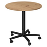 Table de conférence ronde BISTRO 80R D avec plateau en chêne rustique et pied noir sur roulettes de hjh OFFICE PRO