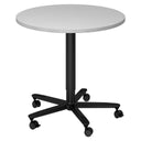 Table de conférence ronde BISTRO 80R D avec plateau gris et pied étoile noir à roulettes de hjh OFFICE PRO