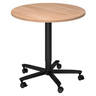 Table conférence Système ronde BISTRO 80R D avec plateau en bois marron clair et pied à roulettes noir de hjh OFFICE PRO