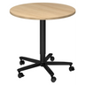 Système de tables conférence BISTRO 80R D avec plateau rond en chêne et piètement étoile noir sur roulettes de hjh OFFICE PRO
