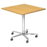 Système de tables conférence BISTRO 88Q C avec plateau couleur hêtre et pied en croix chromé sur roulettes de hjh OFFICE PRO