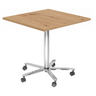 Système de tables conférence BISTRO 88Q C avec plateau carré en chêne noueux et pied étoile chromé sur roulettes de hjh OFFICE PRO