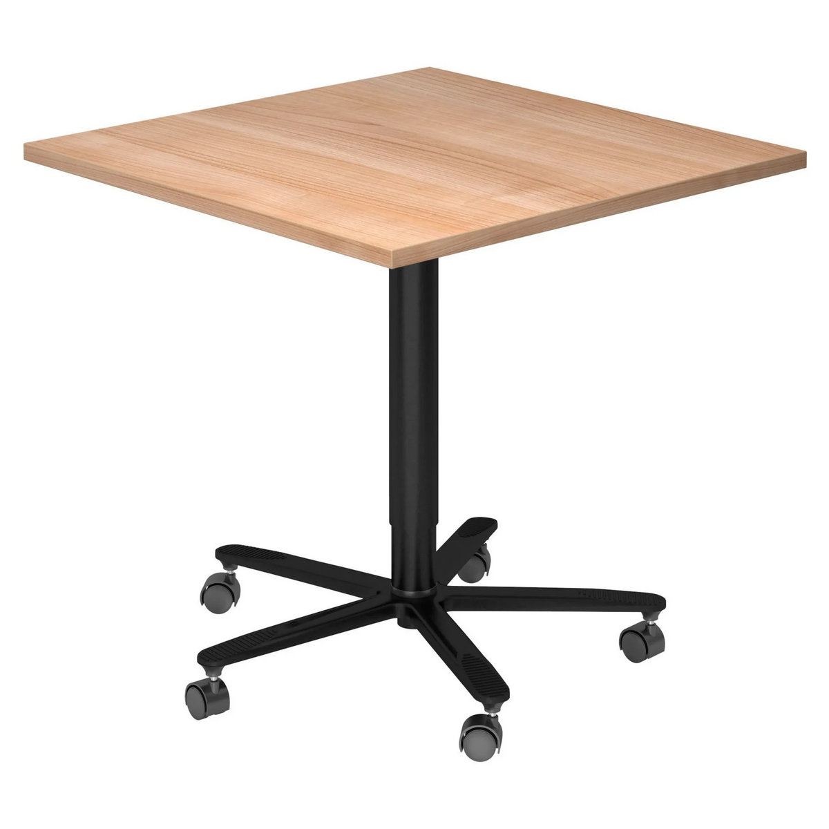 Système de tables conférence BISTRO 88Q D avec plateau en chêne rustique et pied étoile noir sur roulettes de hjh OFFICE PRO