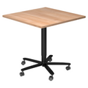 Système de tables conférence BISTRO 88Q D avec plateau en chêne rustique et pied étoile noir sur roulettes de hjh OFFICE PRO