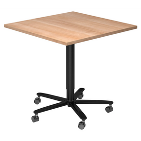 Système de tables conférence BISTRO 88Q D avec plateau en chêne rustique et pied étoile noir sur roulettes de hjh OFFICE PRO