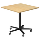 Système de tables conférence BISTRO 88Q D avec plateau en érable et piètement étoile noir sur roulettes de hjh OFFICE PRO