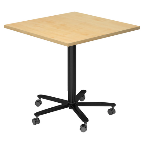 Système de tables conférence BISTRO 88Q D avec plateau en érable et piètement étoile noir sur roulettes de hjh OFFICE PRO