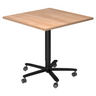 Système de tables conférence BISTRO 88Q D avec plateau effet noyer et piètement en croix noir sur roulettes de hjh OFFICE PRO