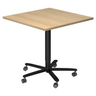 Système de tables conférence BISTRO 88Q D avec plateau carré en chêne et pied étoile noir sur roulettes de hjh OFFICE PRO