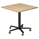 Système de tables conférence BISTRO 88Q D avec plateau carré en chêne et pied étoile noir sur roulettes de hjh OFFICE PRO