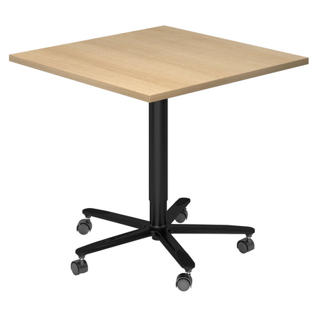 Système de tables conférence BISTRO 88Q D avec plateau carré en chêne et pied étoile noir sur roulettes de hjh OFFICE PRO
