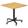 Système de tables conférence BISTRO 88Q D avec plateau couleur hêtre et pied étoile noir sur roulettes de hjh OFFICE PRO